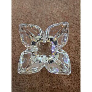 ORREFORS SWEDEN CRYSTAL FOUR POINT TULIP STAR DESIGN VASE BOWL 5"